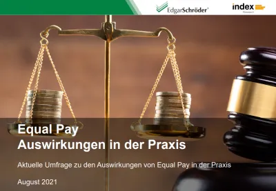 Titelbild der Equal Pay Studie 2021 von index und Edgar Schröder über Auswirkungen in der Praxis – relevante Informationen für Software für Personalvermittler.